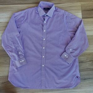 Polo Ralph Lauren Men’s Dress Shirt Purple Gingham 18 34/35 — Pony Logo at Hem